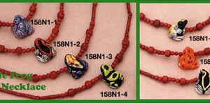 Hand Made Clay "Rain Forest" Single Frog Beaded Necklace