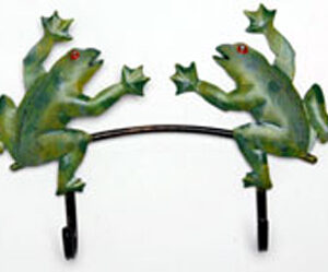 Double Green Frogs Hanging Hooks