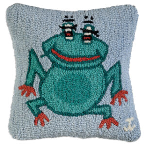 Decorative Hooked Frog Throw Pillow