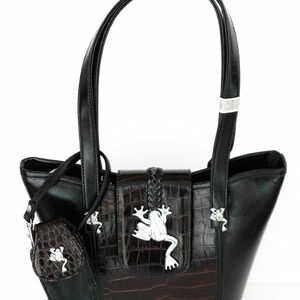 Black - Large Tote Faux Leather Handbag