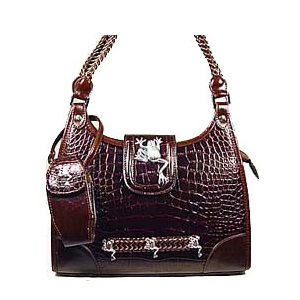 Brown Croc-Skin Magnetic Frog Handbag