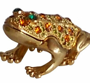 Gold With Amber Crystals Frog Trinket Box