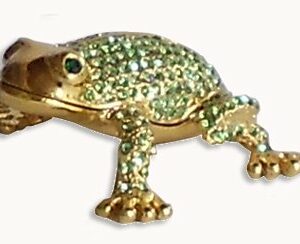 Sparkling Green Crystal Frog Trinket Box