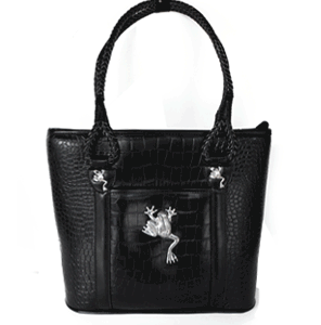 Black Croc-Skin Look--Large Tote Bag