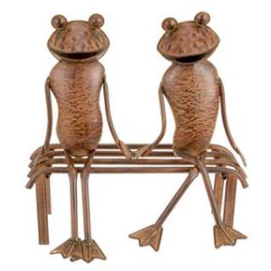 Frogs on Bench Metal Art