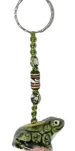 Frog Glazed Ceramic Key Chain