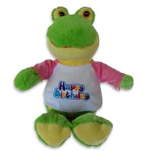 White & Pink T-shirt Happy Birthday Frog