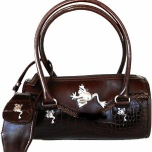 Brown Croc Leather-Like Satchel Handbag